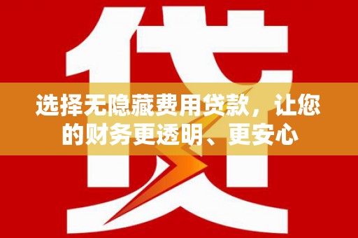 金城江选择无隐藏费用贷款，让您的财务更透明、更安心